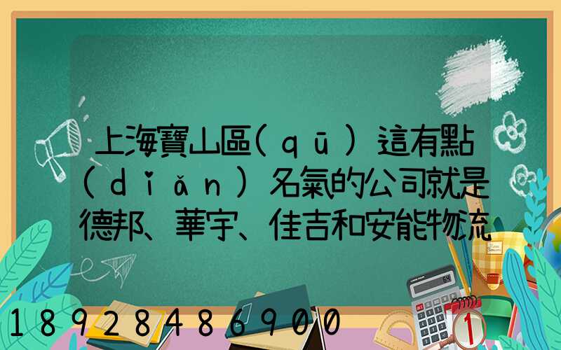 上海寶山區(qū)這有點(diǎn)名氣的公司就是德邦、華宇、佳吉和安能物流,誰(shuí)能分析...
