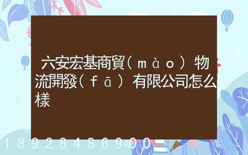 六安宏基商貿(mào)物流開發(fā)有限公司怎么樣