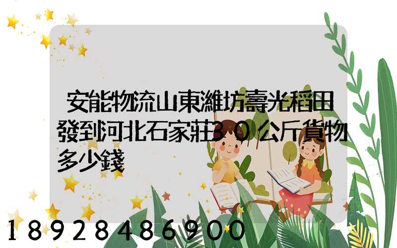 安能物流山東濰坊壽光稻田發到河北石家莊30公斤貨物多少錢