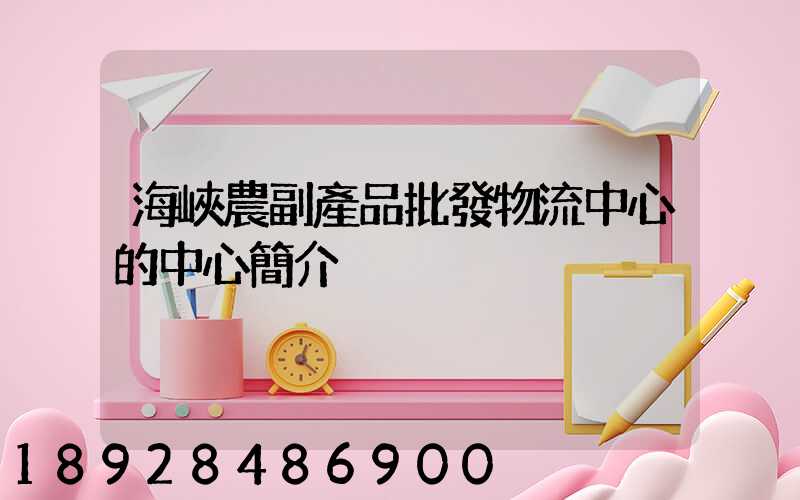 海峽農副產品批發物流中心的中心簡介