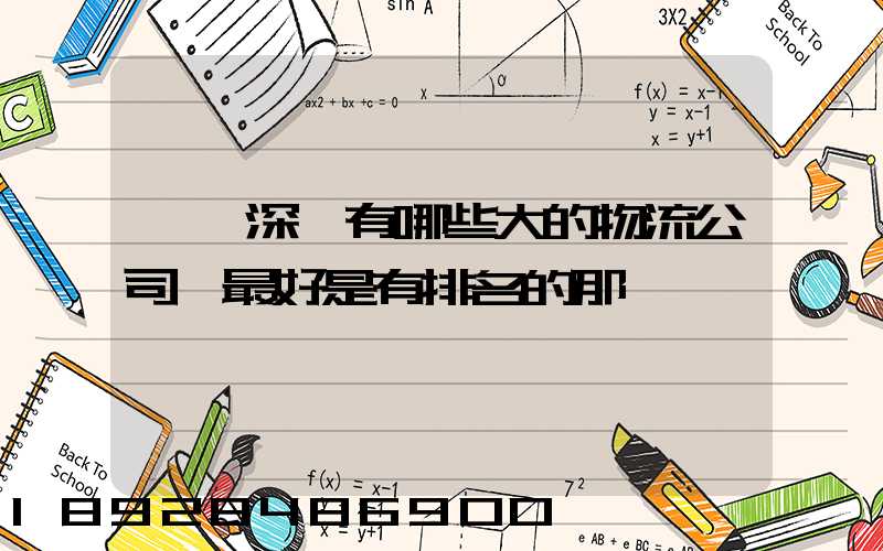 請問深圳有哪些大的物流公司,最好是有排名的那種