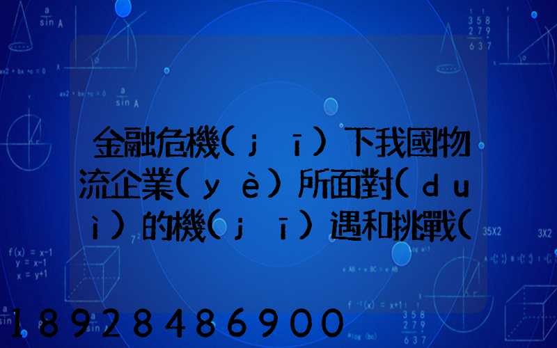 金融危機(jī)下我國物流企業(yè)所面對(duì)的機(jī)遇和挑戰(zhàn)